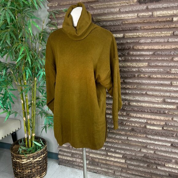 A Pea in the Pod Vintage Olive Green Brown Cowl Neck Tunic Maternity Sweater - Picture 5 of 6